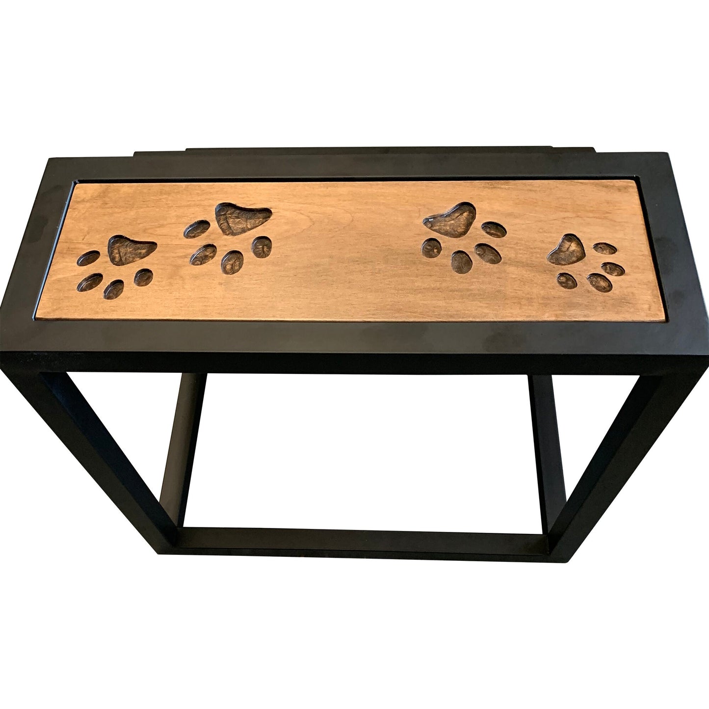 Multi Purpose Stool - Carved Design - Acacia Wood - Metal Frame - Dog Steps