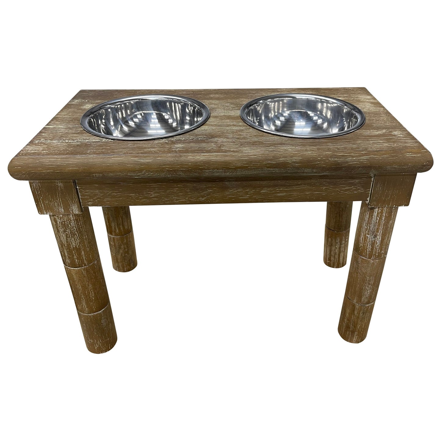 Boho Raised Dog Bowl with Stand, Two Bowls for Food and Water, Puppy to Large Dog Transition Set