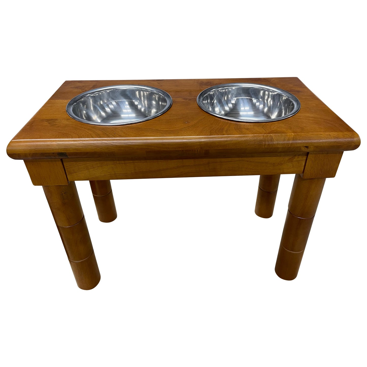 Mid Century Modern Dog Bowl with Stand, Two Bowls for Food and Water, Puppy to Adult Transition Set