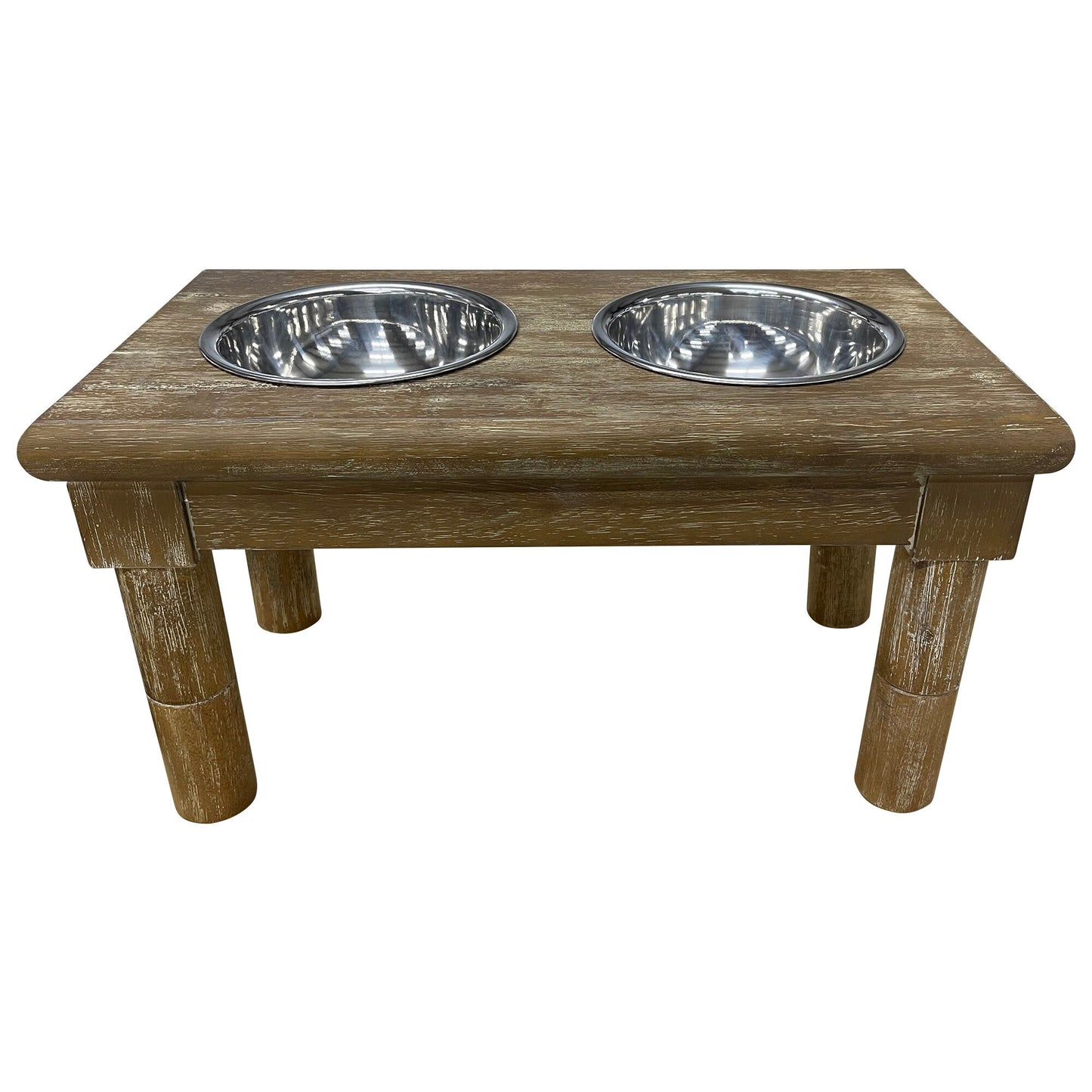 Boho Raised Dog Bowl with Stand, Two Bowls for Food and Water, Puppy to Large Dog Transition Set