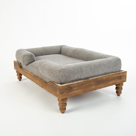Acacia Wood Dog Bed, Mid Century Modern, Large