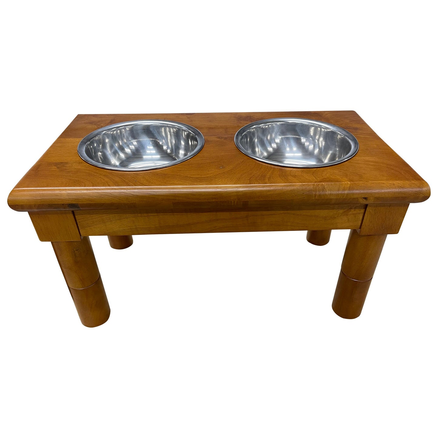 Mid Century Modern Dog Bowl with Stand, Two Bowls for Food and Water, Puppy to Adult Transition Set