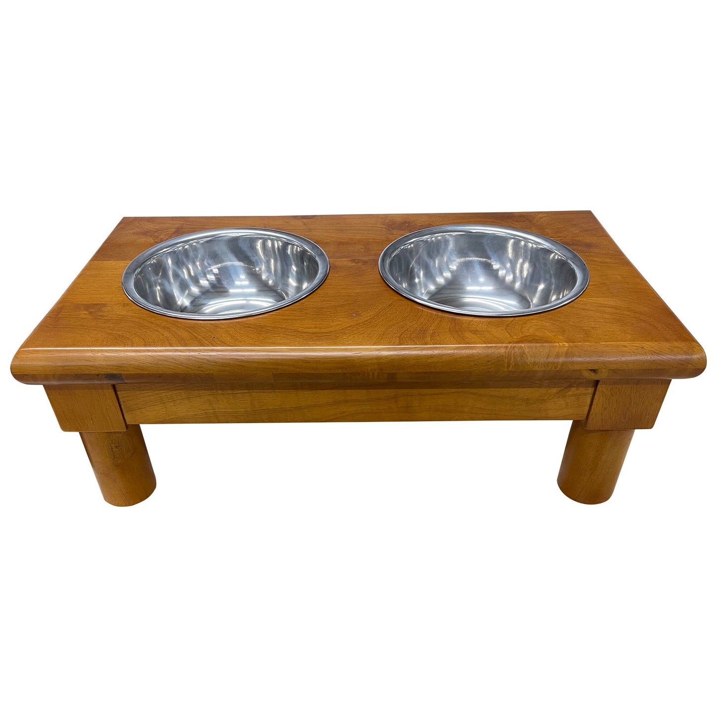 Mid Century Modern Dog Bowl with Stand, Two Bowls for Food and Water, Puppy to Adult Transition Set