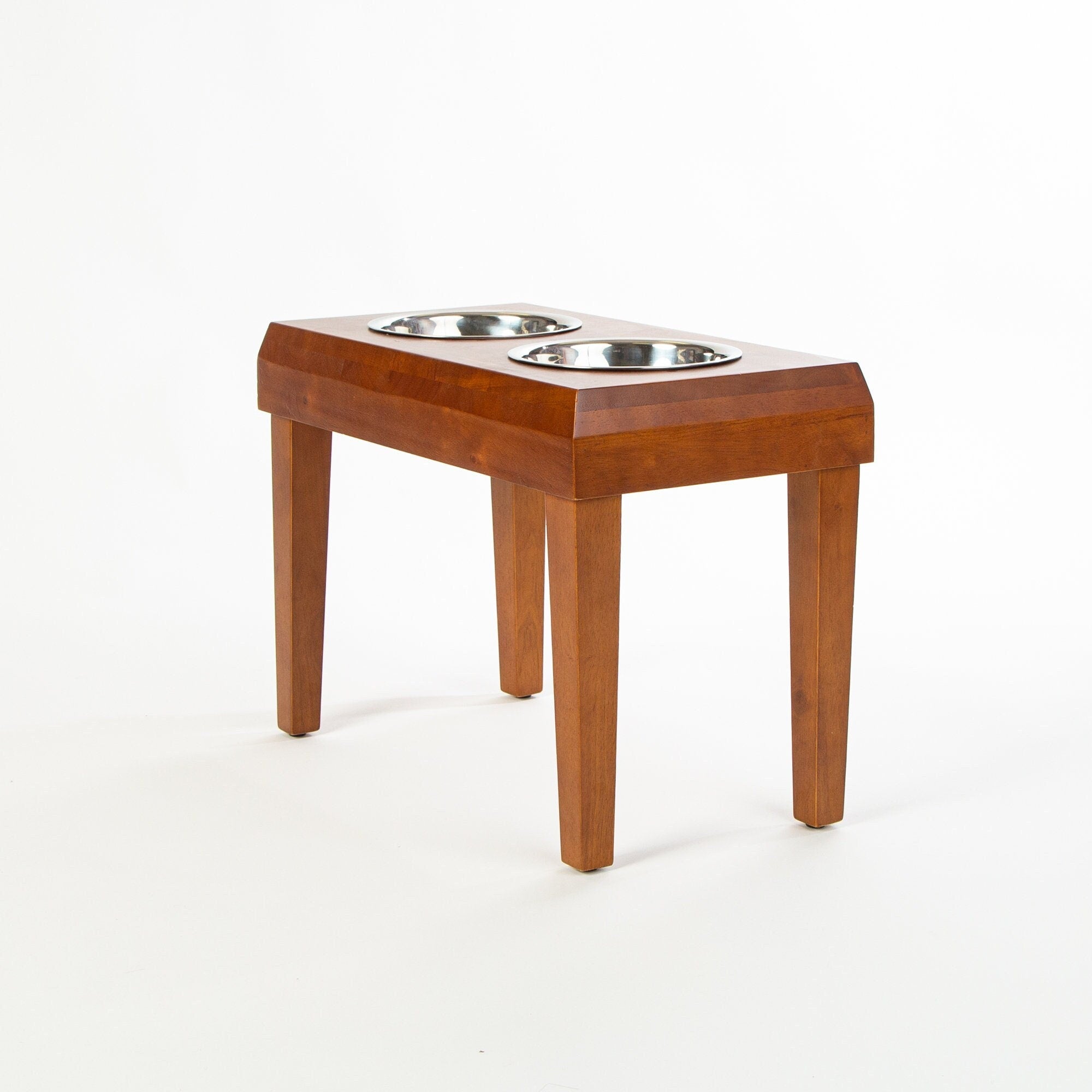 Mid century modern clearance dog bowl stand